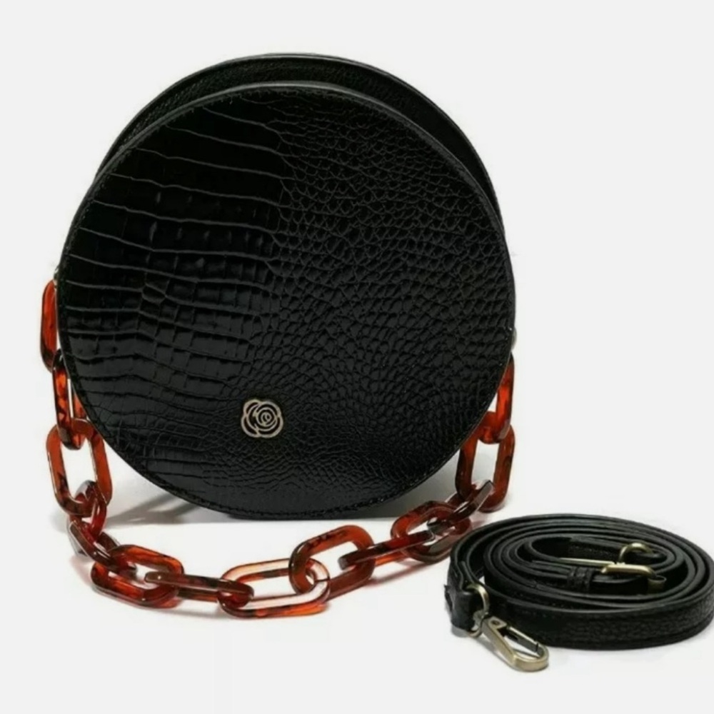 Carlos Santana Women's Crossbody Black Crocodile Bag
